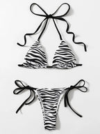 Zebra Print High-Cut Two-Piece Bandage Bikini