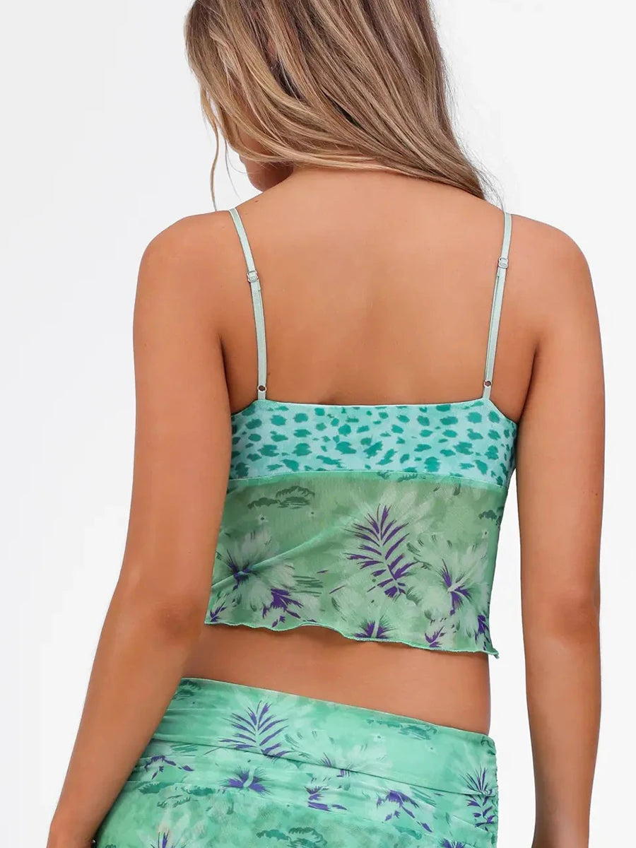 Janice Floral Print Cami Top – Summer Spaghetti Strap