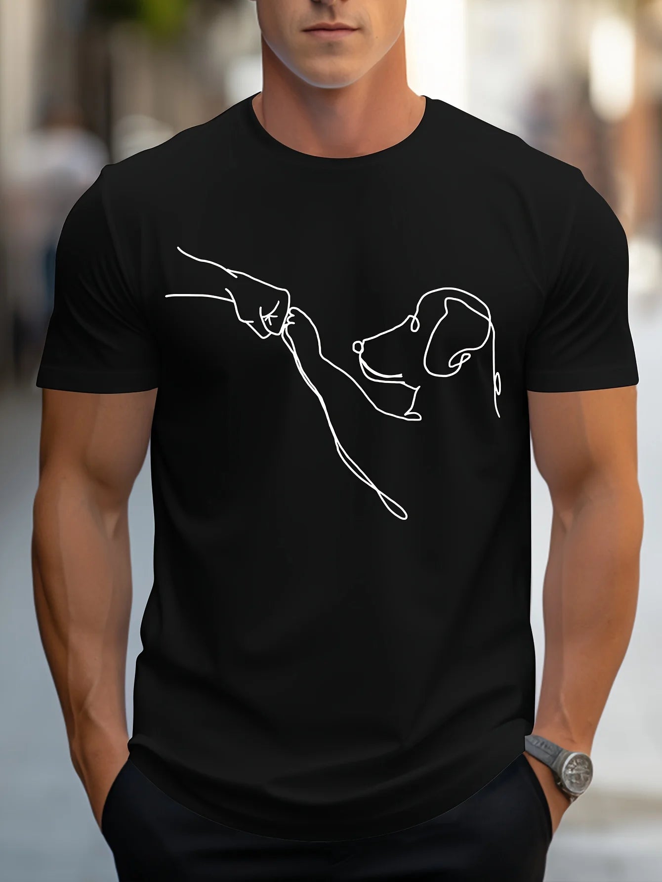 Men’s Funny Dog First Print Cotton T-Shirt