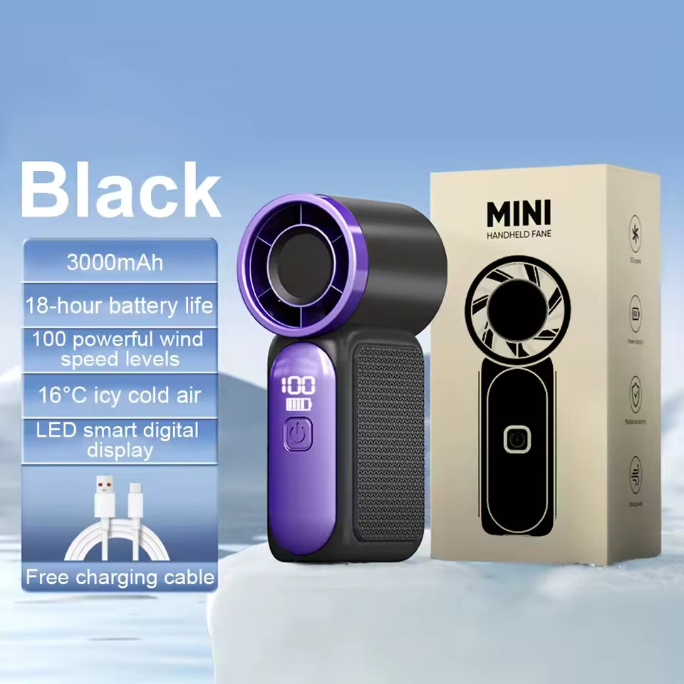 Portable Handheld Turbo Fan – 5000mAh Rechargeable