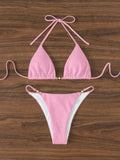 Pink Low-Rise Triangle Bikini Set Weeknd Shop Online