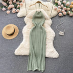 Sexy Backless Knitted Halter Dress