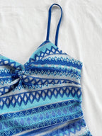 Blue Boho Print Spaghetti Strap Bodycon Mini Dress Weeknd Shop Online