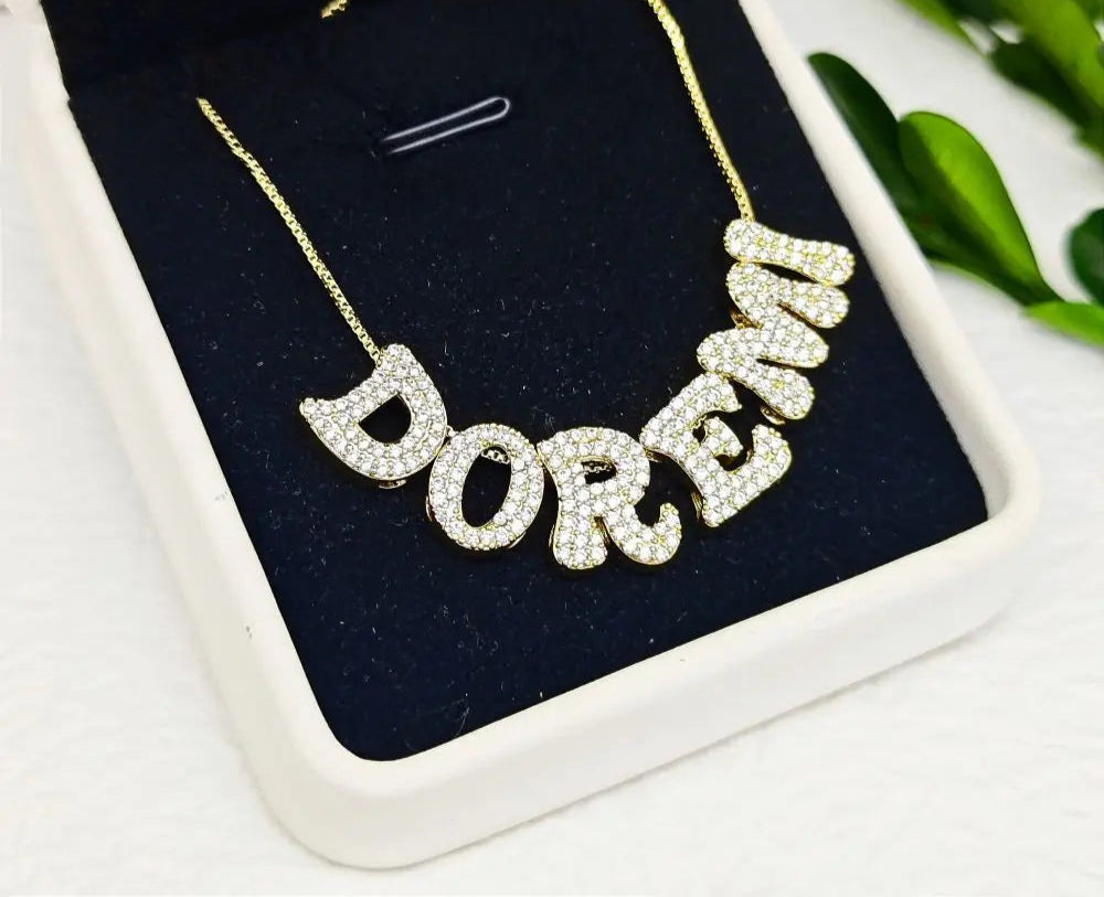 Custom Bling Rhinestone Name Necklace