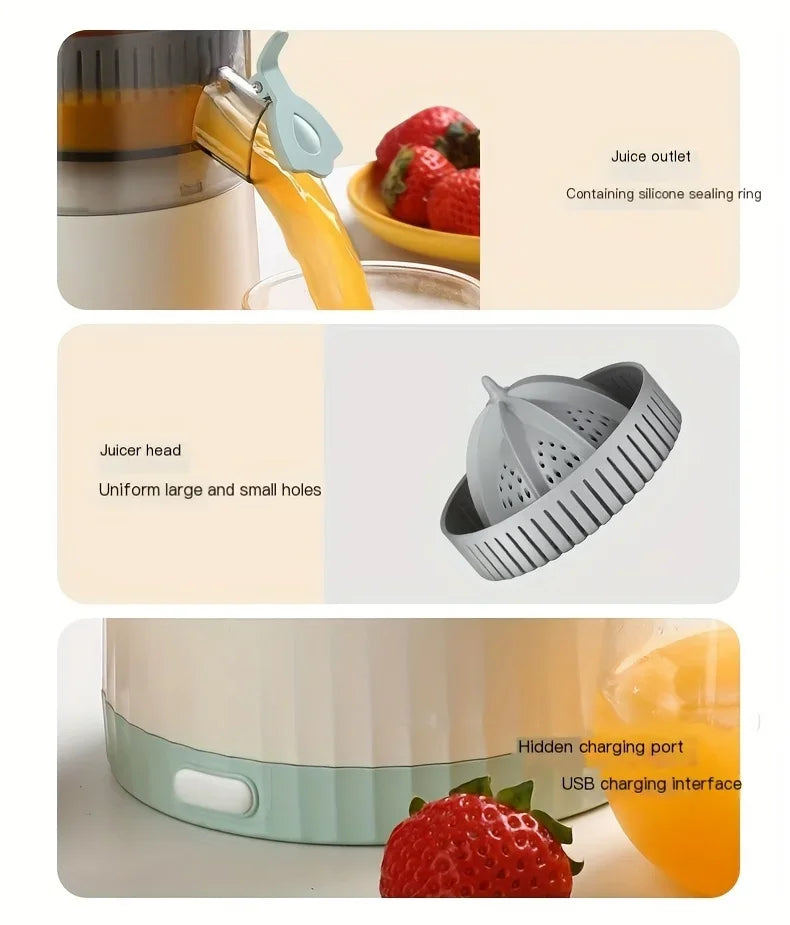 Portable Electric Citrus Juicer – USB Rechargeable Fruit Squeezer