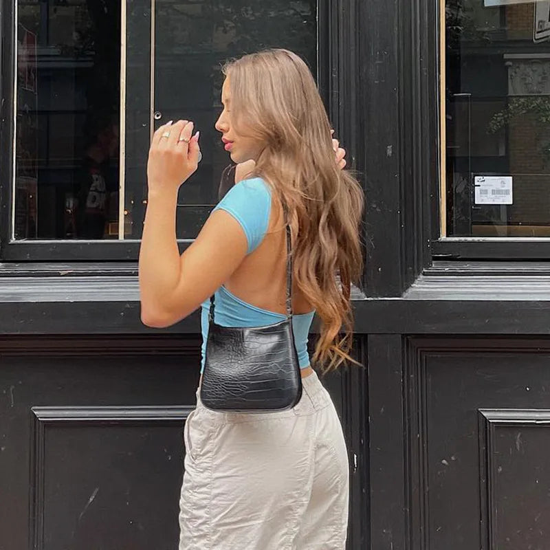 Jossie Backless Casual Crop Top