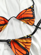 Butterfly Print Triangle Bikini Set