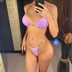 Leopard Pearl Mini Micro Thong Bikini Set Weeknd Shop Online