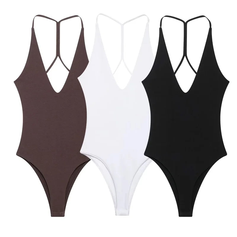 Slim Fit Halter High Cut Bodysuit