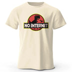 Cartoon Dinosaur "No Internet" T-Shirt – Funny Harajuku Jurassic-Themed Tee for Men