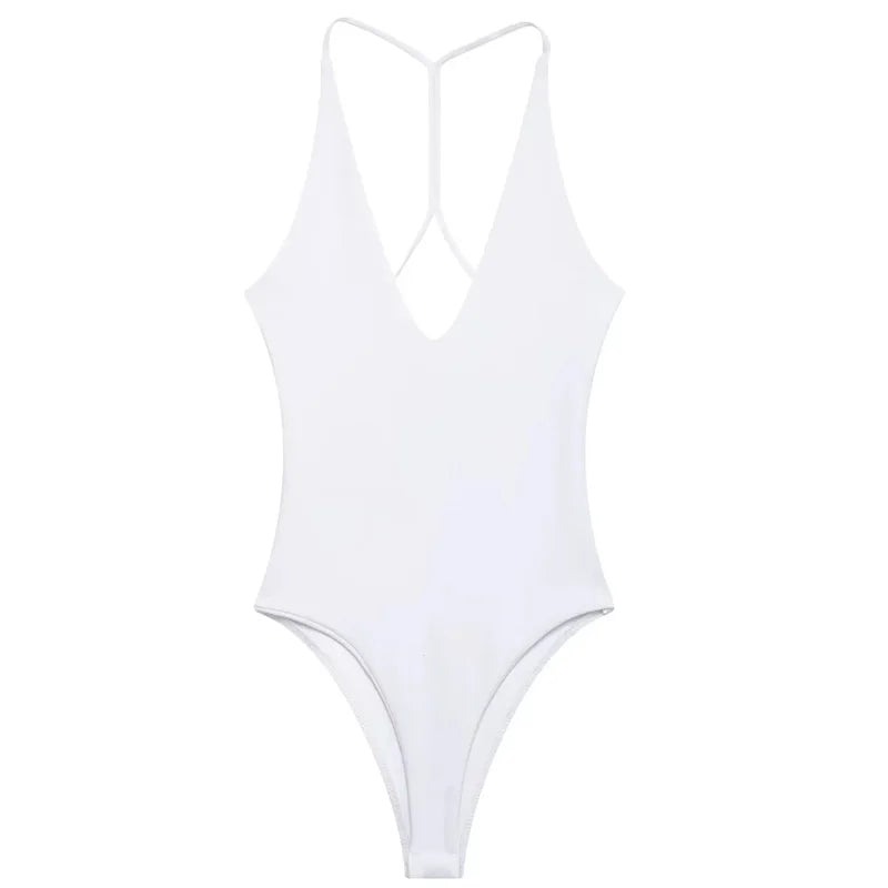Slim Fit Halter High Cut Bodysuit