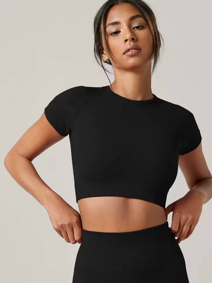 Women Yoga Top Seamless Short Sleeve Top