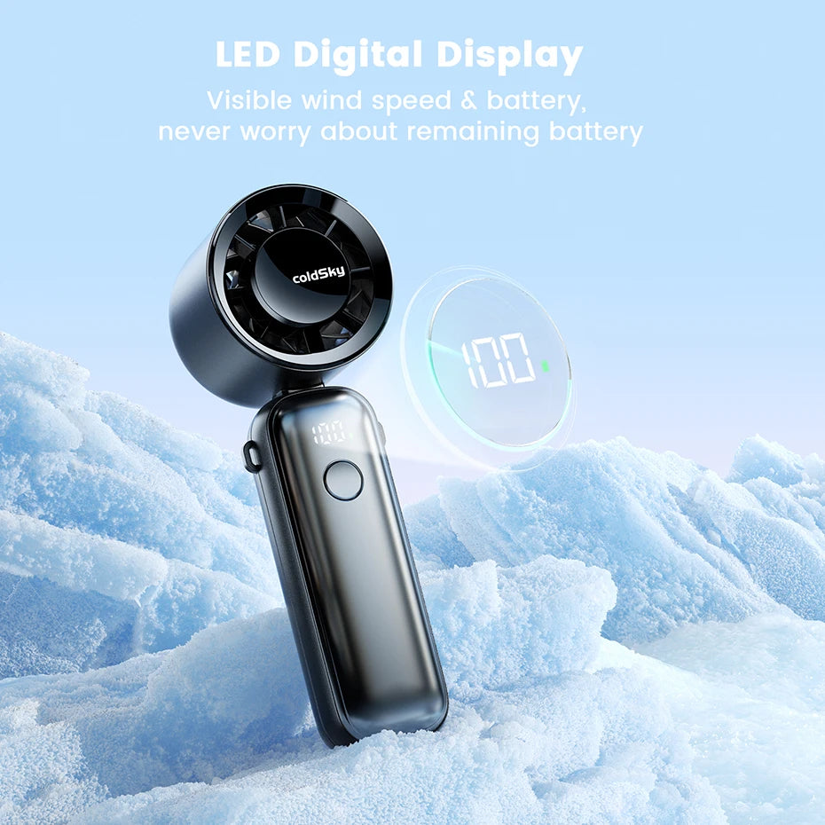 Portable Handheld Turbo Fan – 5000mAh Rechargeable