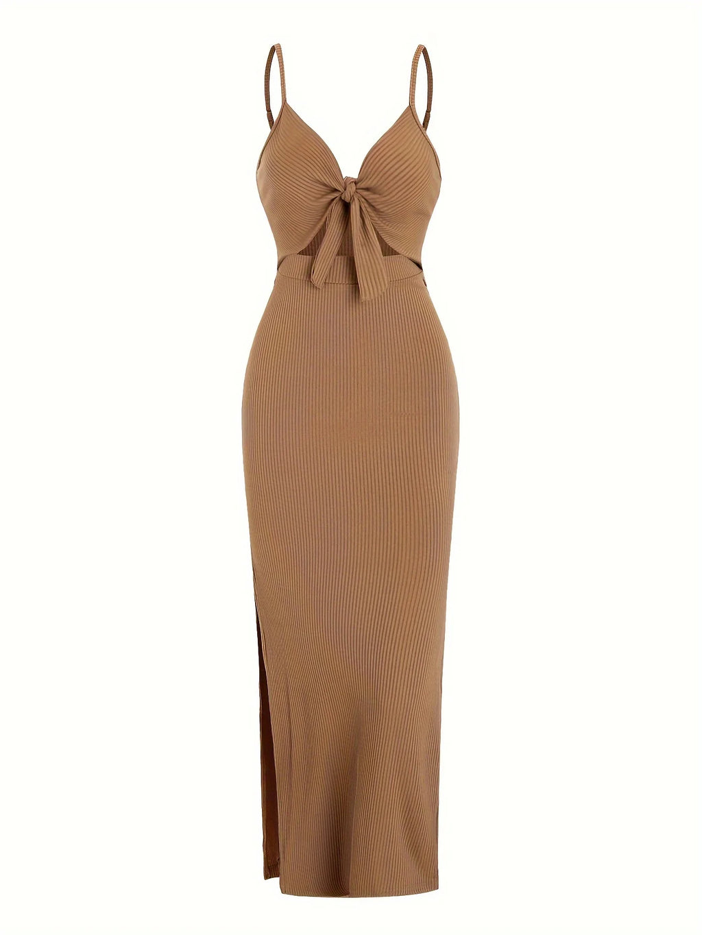 Cristi Knit Front Tie Spaghetti Strap Dress