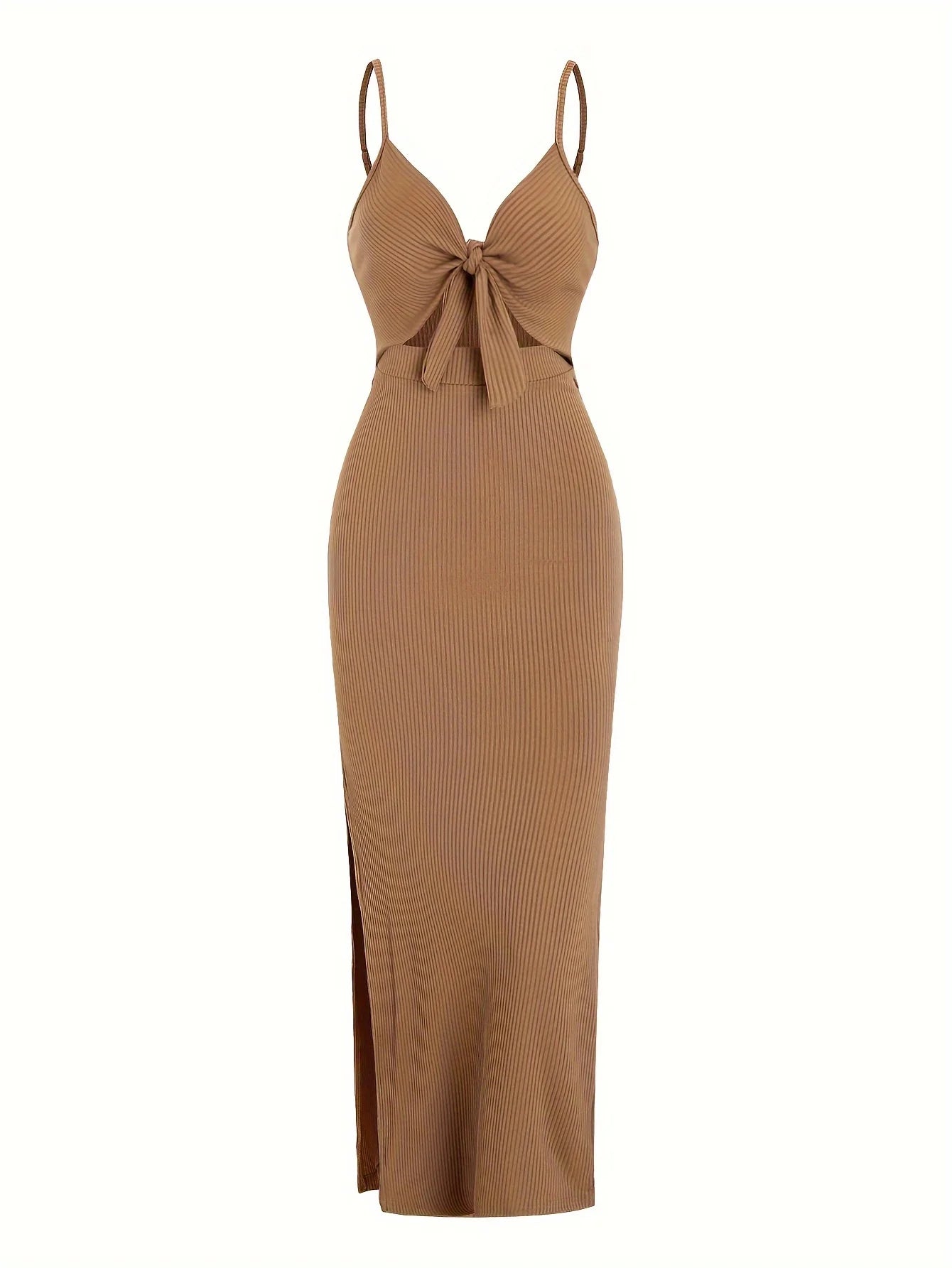 Cristi Knit Front Tie Spaghetti Strap Dress