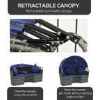 4-Piece Round Rattan Daybed