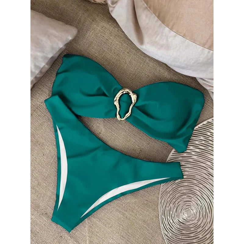 Kelce Chic Black Bandeau Bikini Set