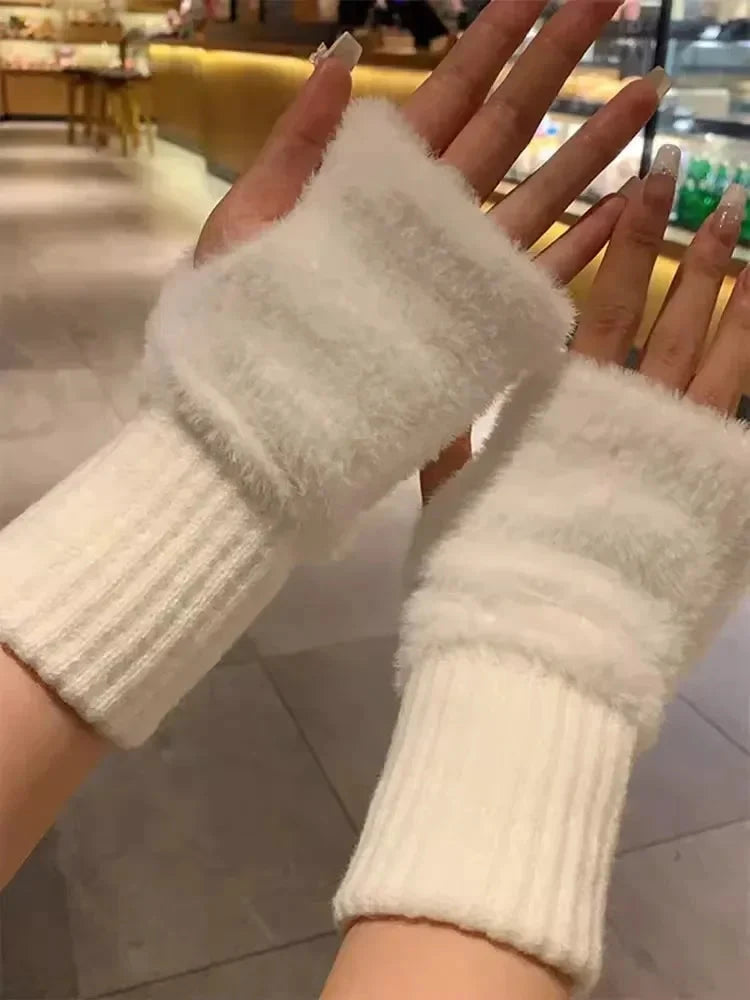 Mink Fleece Soft Winter Half-Finger Gloves Weeknd Shop Online
