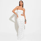 Marilyn Solid Color Lace Long Dress
