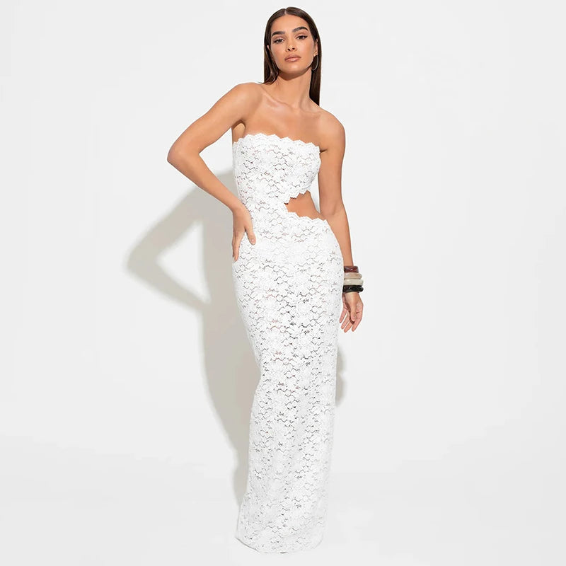 Marilyn Solid Color Lace Long Dress