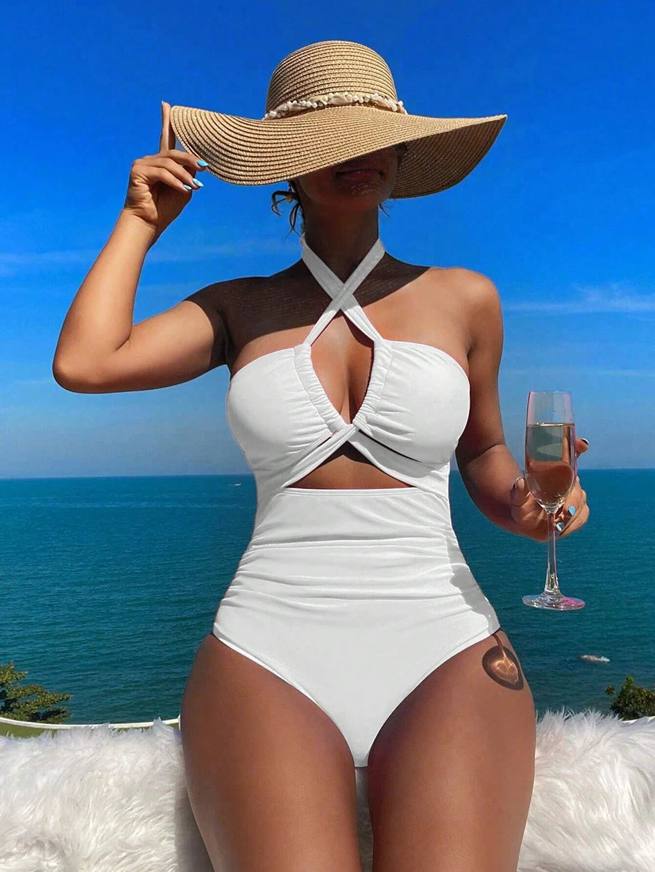 Nothing Less  Drawstring One-Piece Women Swimsuit
