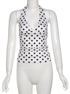 Polka Dot Print Halter Top
