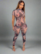 Hottie Mesh Fashion Short Sleeve Jumpsuit