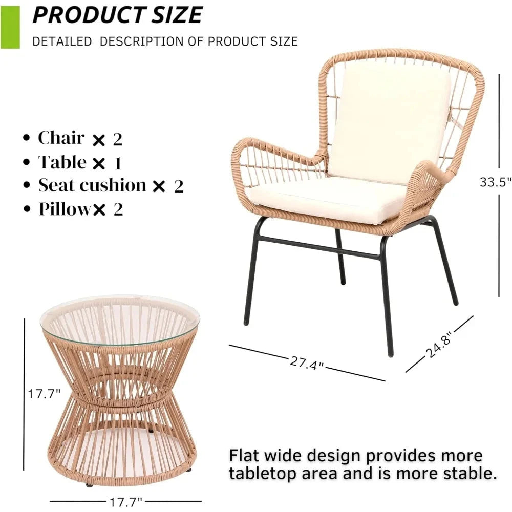 3 Piece Rattan Patio Bistro Set Weeknd Shop Online