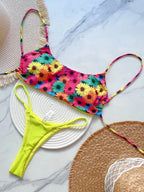 Flowers Printed Mini Thong High-Cut Bikini Set Weeknd Shop Online