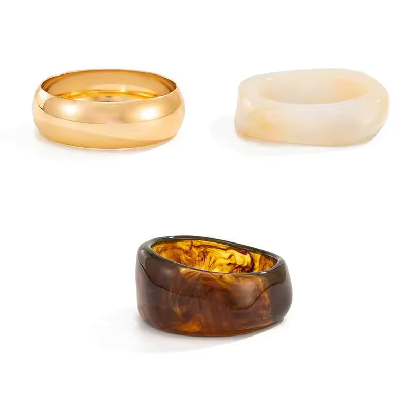 3 Style Trendy Exaggerated Resin Wide Bangle