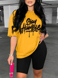 Stay Humble Letter Print Tee – Unisex 90s-Inspired Style Weeknd Shop Online