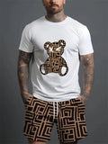 Men's Casual Bear Design Two Piece Short Set Weekend Shop