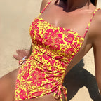 Floral String One-Piece Swimsuit