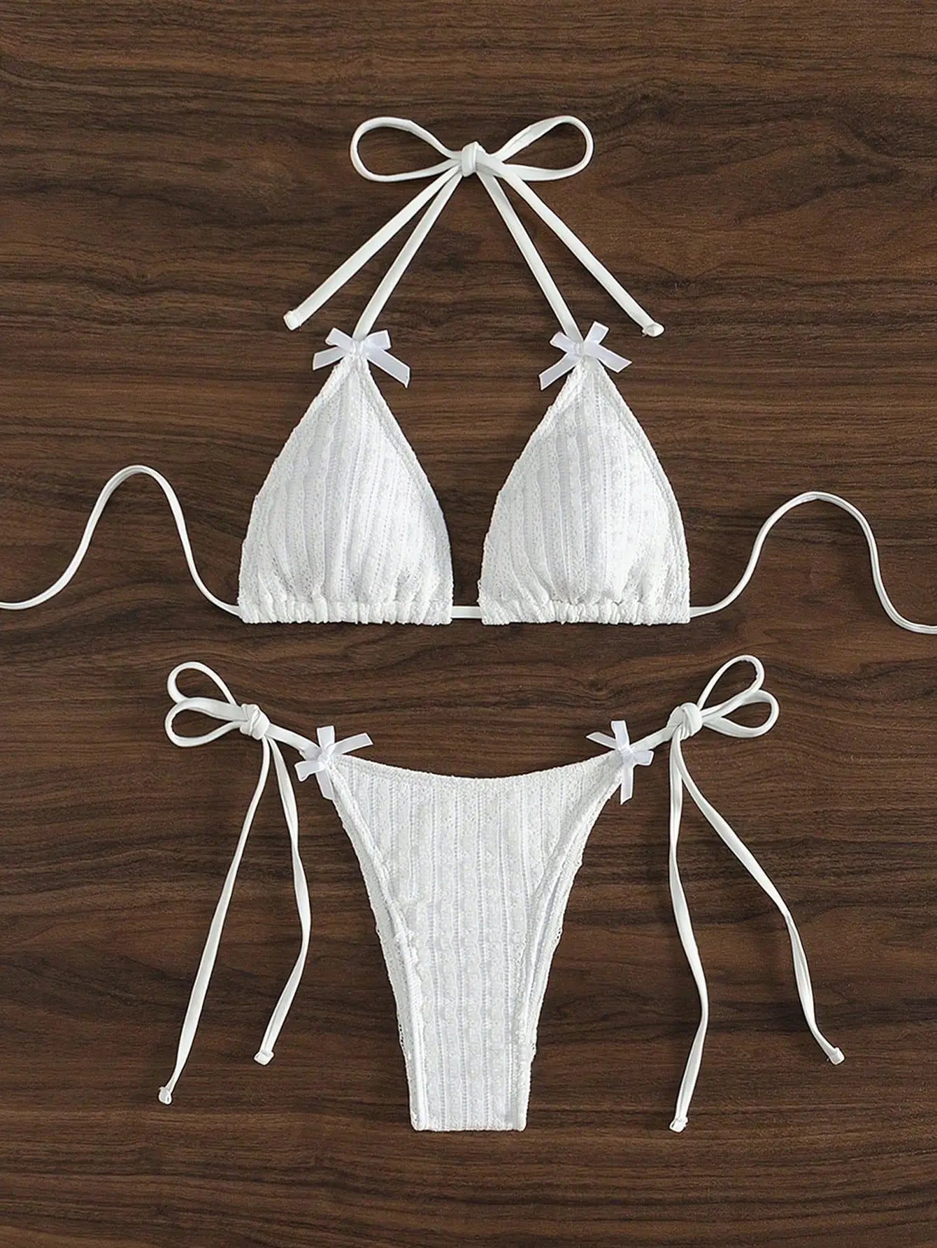 Flirty White 2-Piece Bow Bikini Set - Women Swimwear - Weeknd Shop Online 