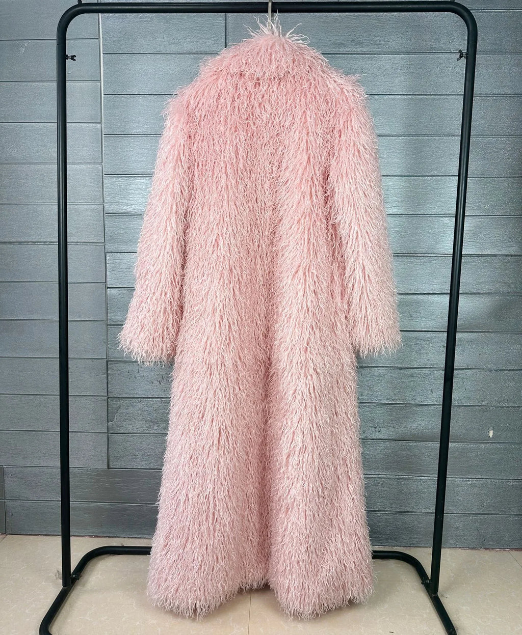"Cant Fix Me" Long Wool Faux Fur Coat