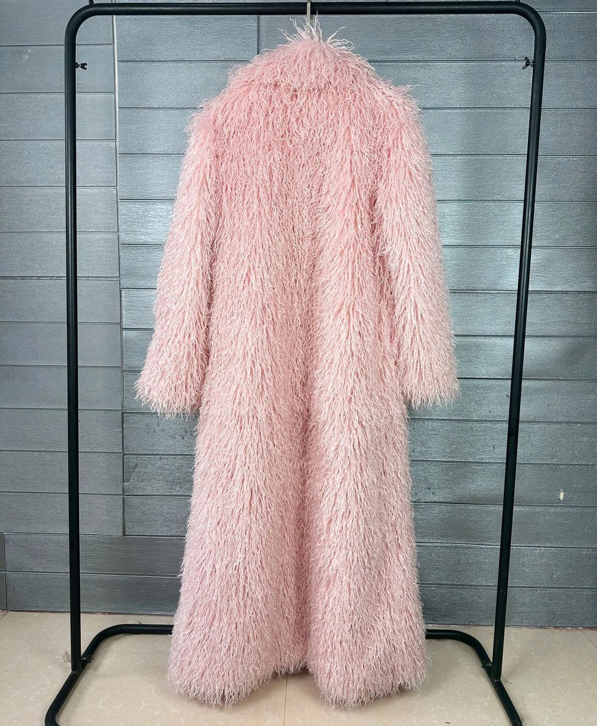 "Cant Fix Me" Long Wool Faux Fur Coat