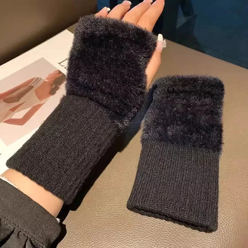 Mink Fleece Soft Winter Half-Finger Gloves Weeknd Shop Online