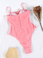 Aniya Pink Women’s Solid Color Bandage One Piece Swimsuit