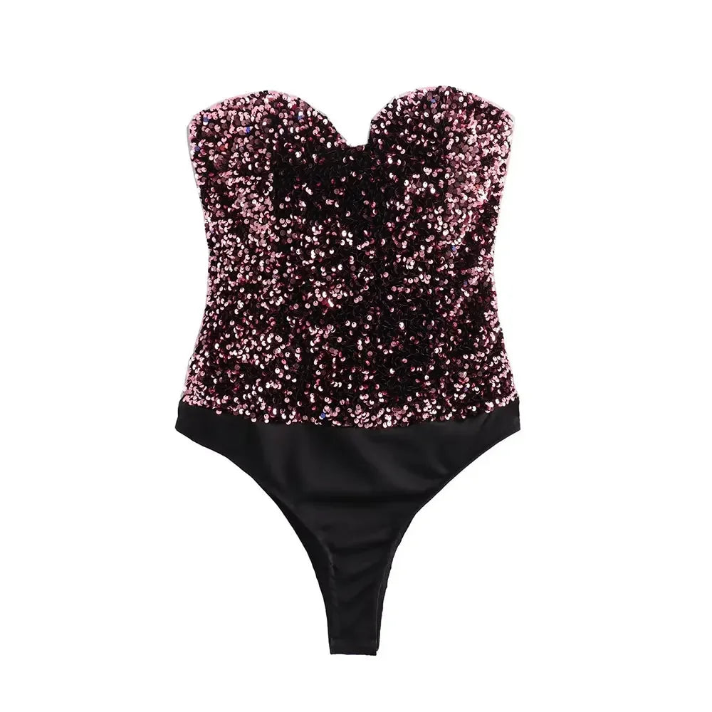 Nina Sequins Strapless Bodysuit