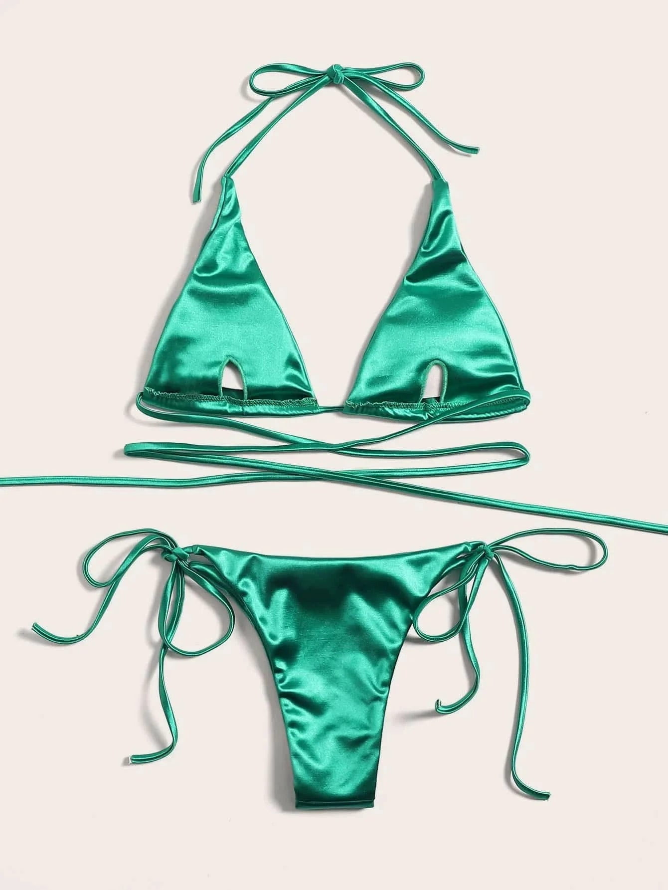 Halter Brazilian Metallic Satin Bikini