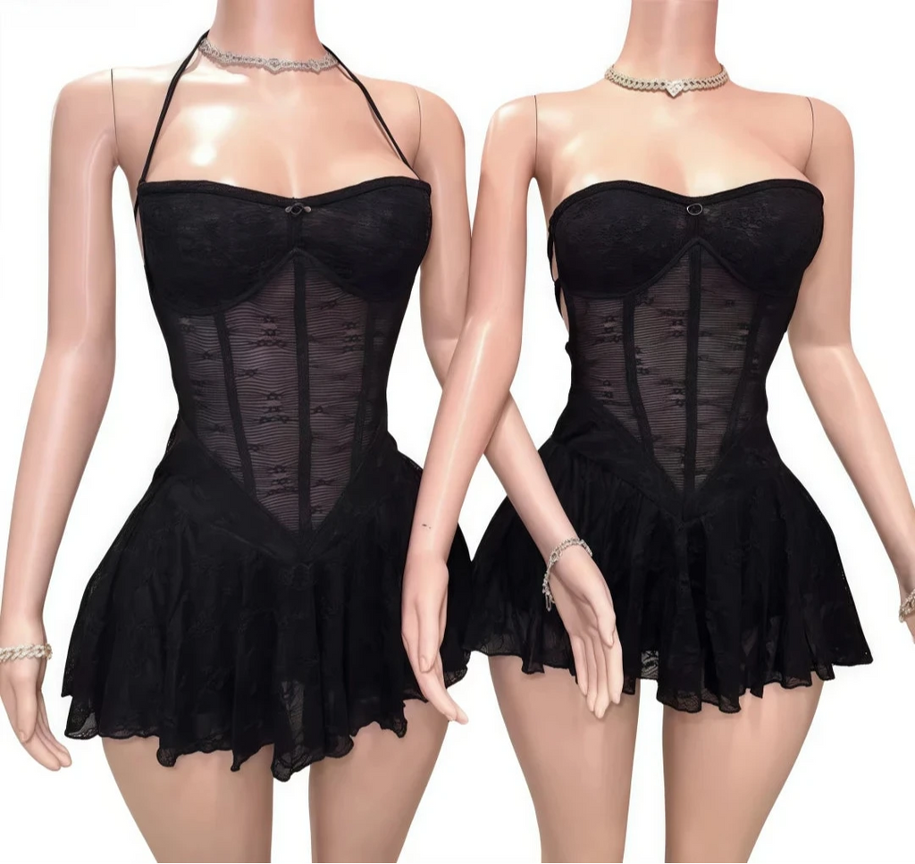 Sexy Mesh See-Through Halter Mini Dress Weeknd Shop Online