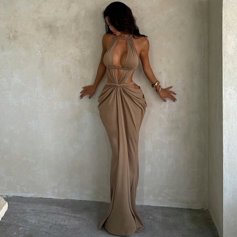 Bella Cut-Out Draped Backless Dress