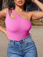 One-Shoulder Sleeveless Yoga Bodysuit
