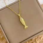 Gold Fish Pendant Necklace