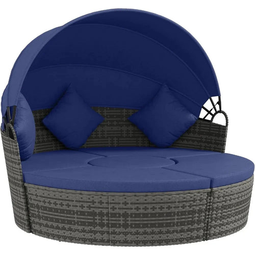 4-Piece Round Rattan Daybed Weeknd Shop Online