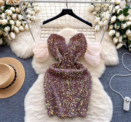 "Brinda" Bodycon Sequins Mini Dress Weekend Shop