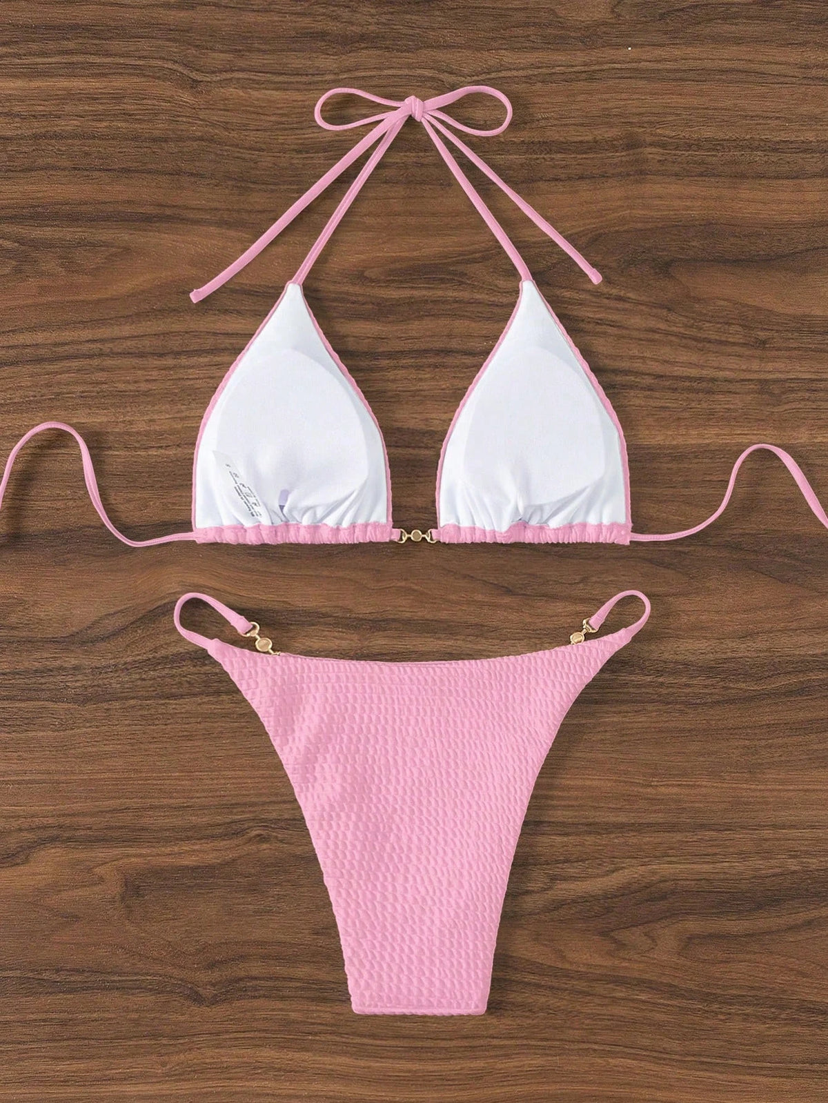Pink Low-Rise Triangle Bikini Set