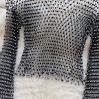 Chic Rhinestone Fishnet Blouse