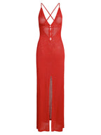 Cameron's Lace Crochet V-Neck Backless Long Dress