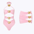 Sexy Heart Cut Out One Piece Swimsuit and Skirt Swimwear Weeknd Shop Online